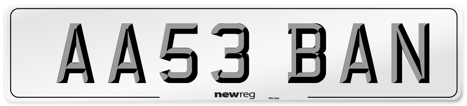 AA53 BAN Number Plate from New Reg